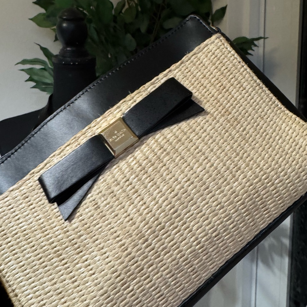 Kate Spade New York Montford Park Straw & Black w/ Gold Crossbody Bag / Purse - Picture 14 of 16